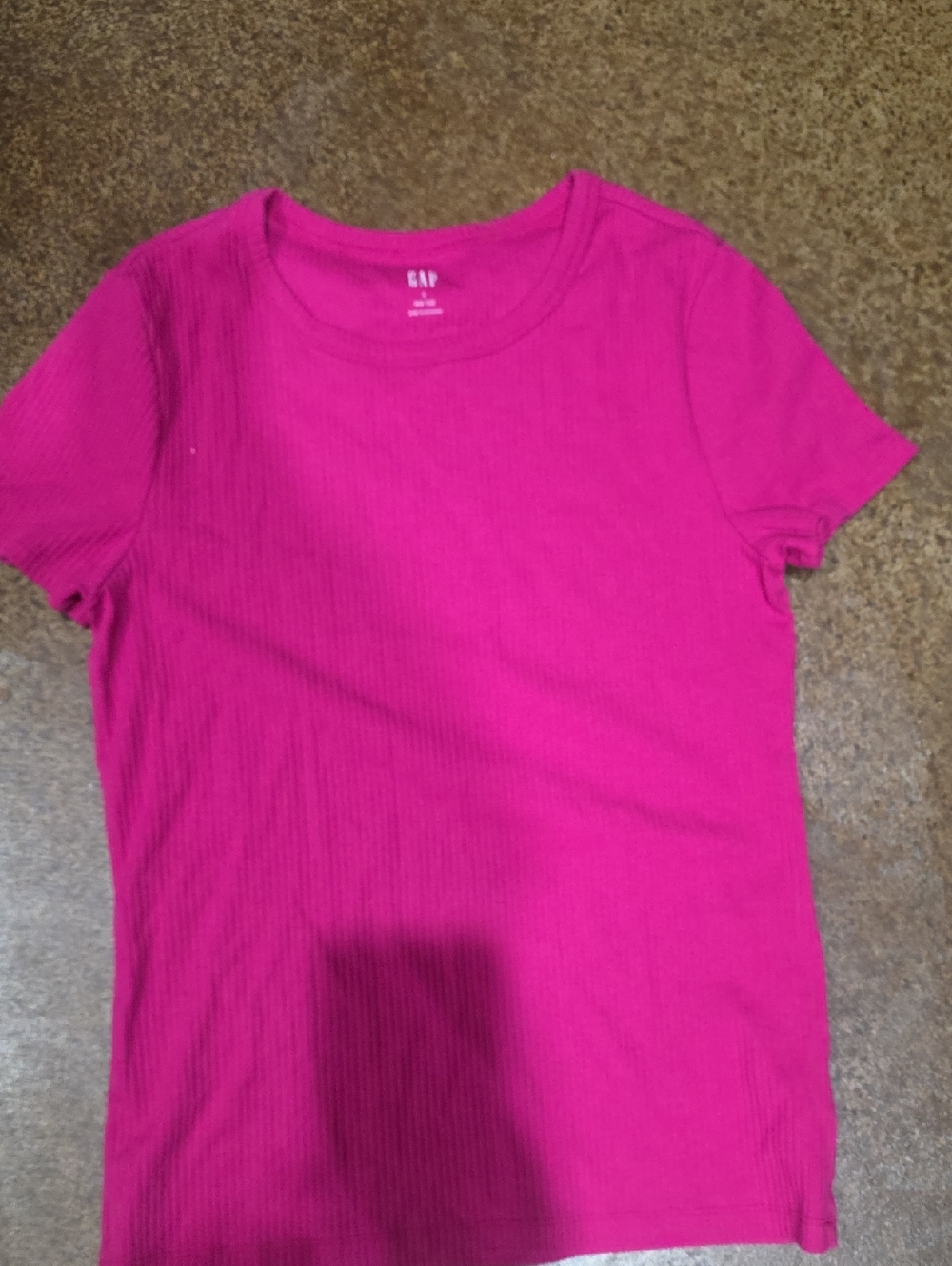 GAP Magenta Ribbed Short Sleeve Tee